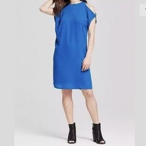 NWOT Solid Blue Cold Shoulder Dress